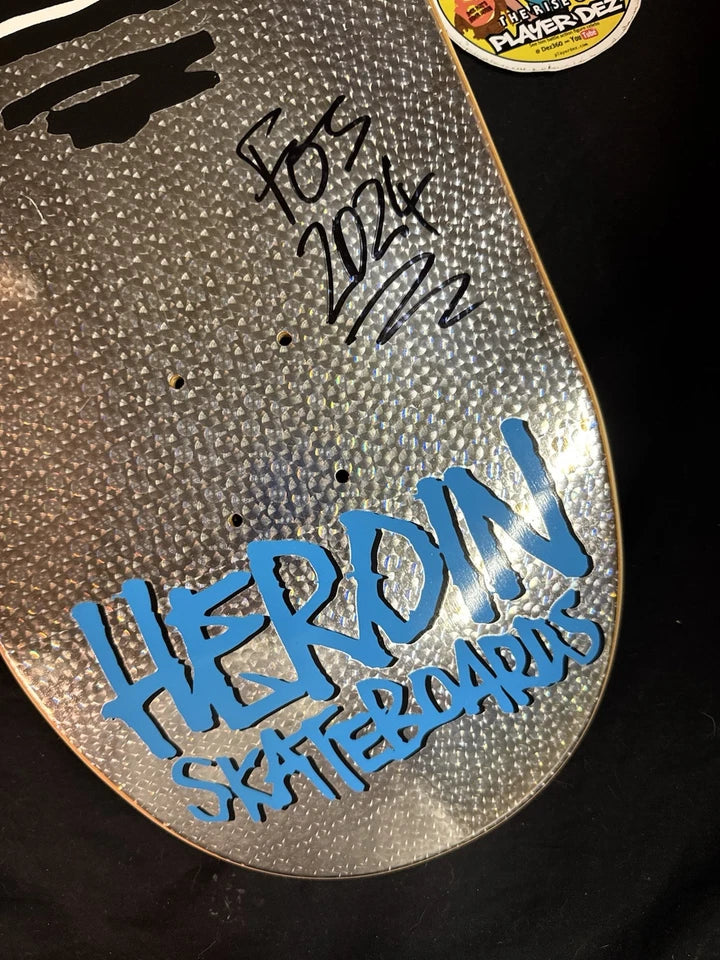 FOS Signed Heroin Prism Holofoil Very Big Egg Autographed Skateboard Deck Curb Killer