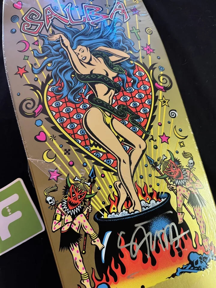 Signed Steve Alba SALBA Autographed Skateboard Deck Santa Cruz Gold Witch Doctor