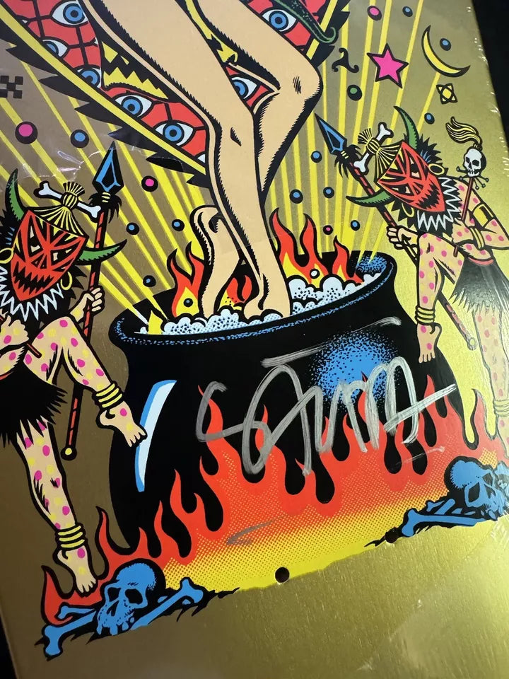 Signed Steve Alba SALBA Autographed Skateboard Deck Santa Cruz Gold Witch Doctor