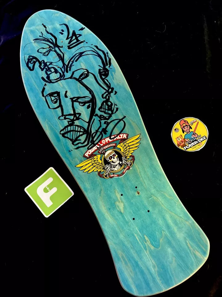 Signed Steve Saiz Autographed Skateboard Deck Totem Pole Teal Powell Peralta