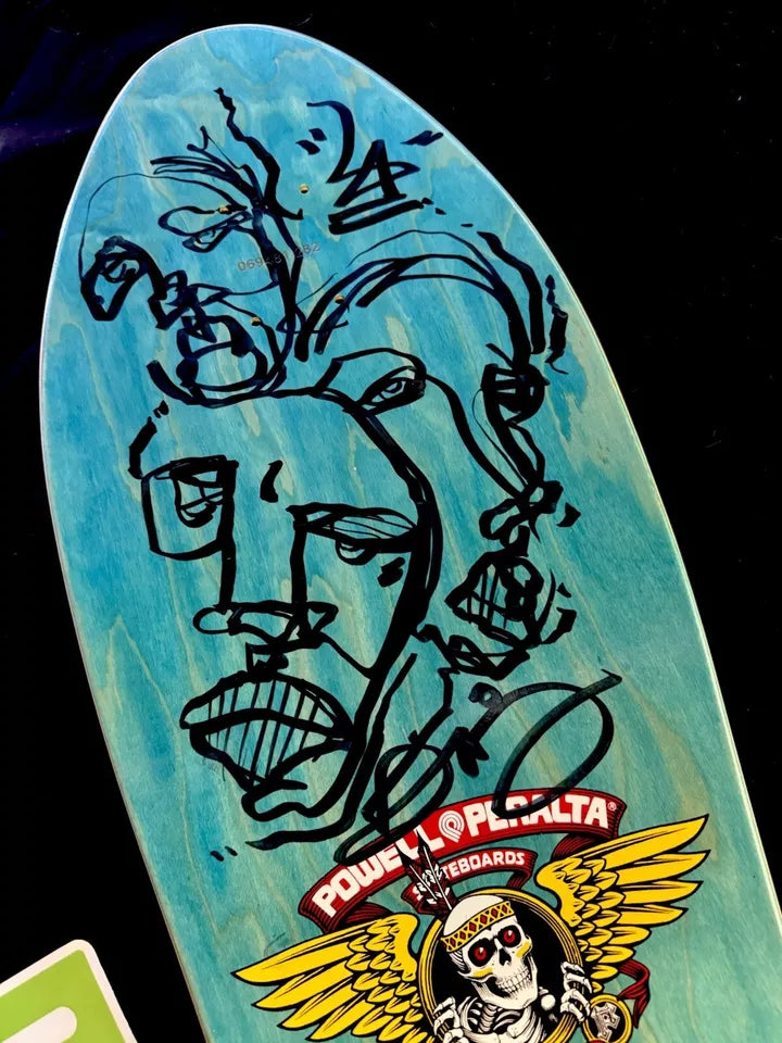 Signed Steve Saiz Autographed Skateboard Deck Totem Pole Teal Powell Peralta
