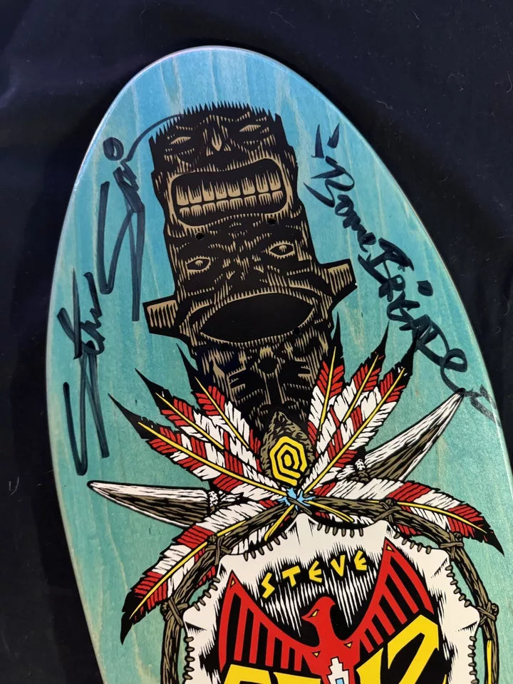 Signed Steve Saiz Autographed Skateboard Deck Totem Pole Teal Powell Peralta