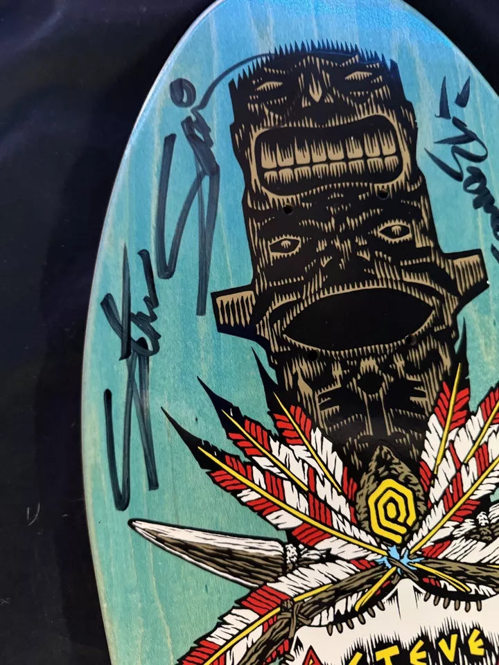 Signed Steve Saiz Autographed Skateboard Deck Totem Pole Teal Powell Peralta