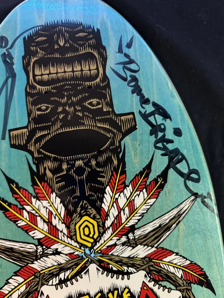 Signed Steve Saiz Autographed Skateboard Deck Totem Pole Teal Powell Peralta