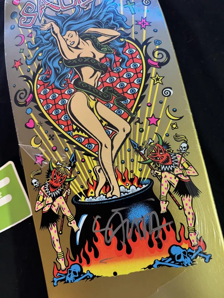 Signed Steve Alba SALBA Autographed Skateboard Deck Santa Cruz Gold Witch Doctor