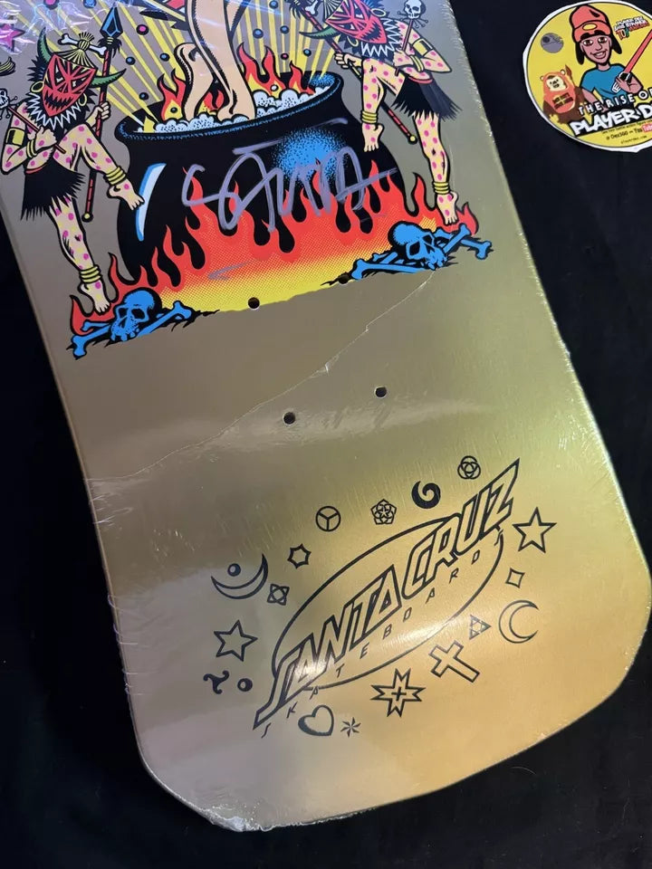 Signed Steve Alba SALBA Autographed Skateboard Deck Santa Cruz Gold Witch Doctor