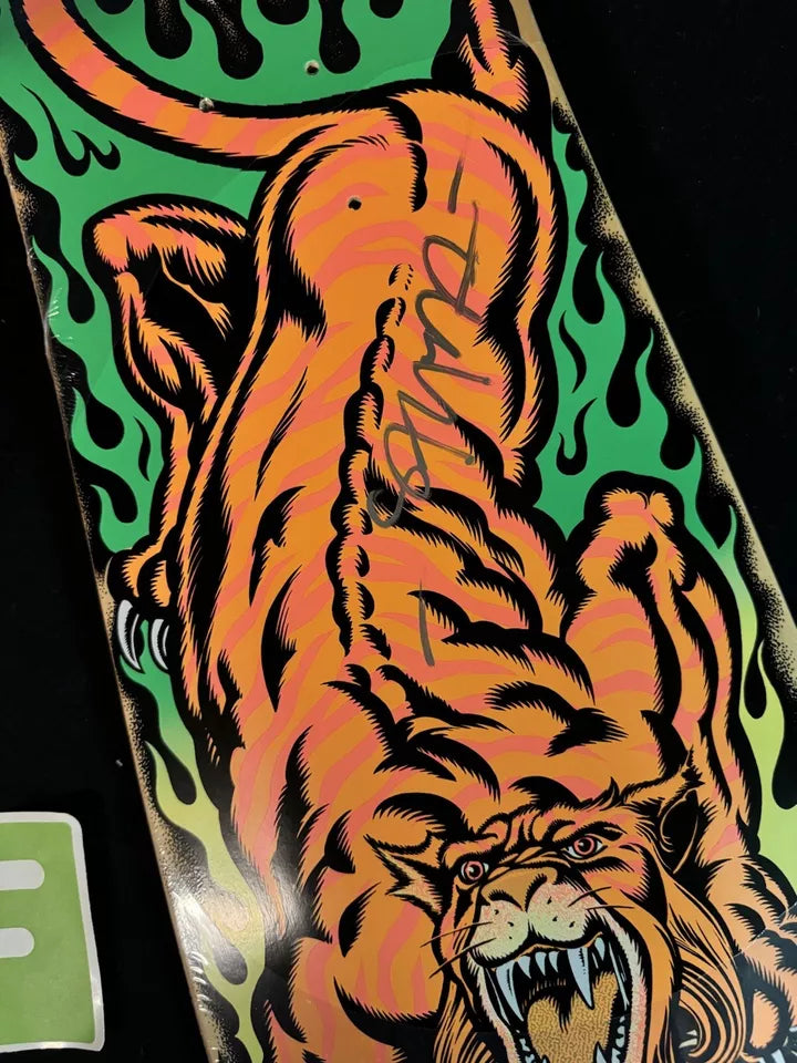 Signed Steve Alba SALBA Autographed Skateboard Deck Santa Cruz Green Tiger
