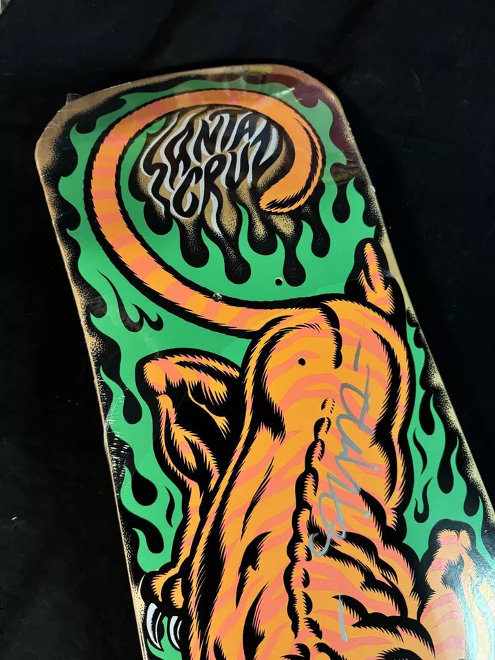 Signed Steve Alba SALBA Autographed Skateboard Deck Santa Cruz Green Tiger
