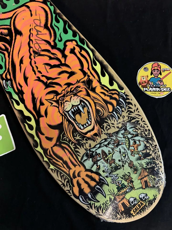 Signed Steve Alba SALBA Autographed Skateboard Deck Santa Cruz Green Tiger