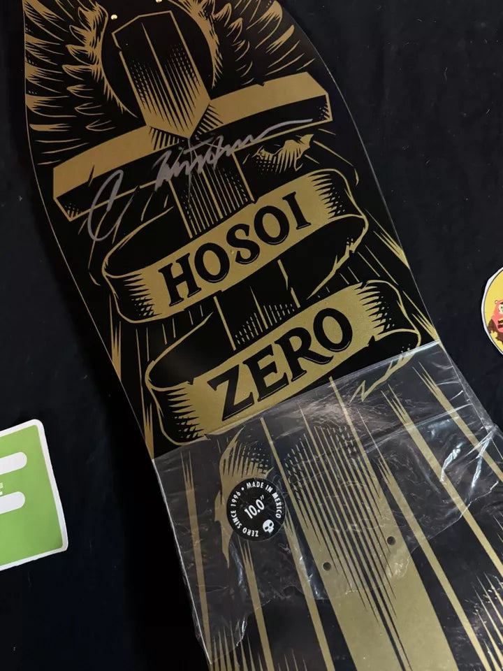 Signed Christian Hosoi Zero Autographed Skateboard Deck Gold Cross OG