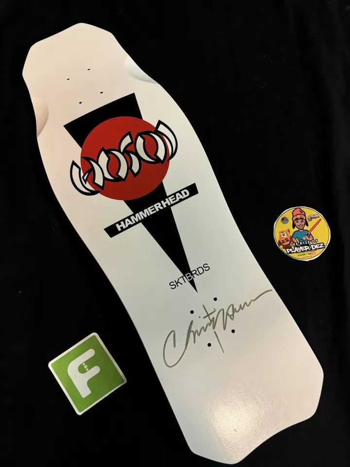 Signed Christian Hosoi Hammerhead Gold Autographed Skateboard Deck
