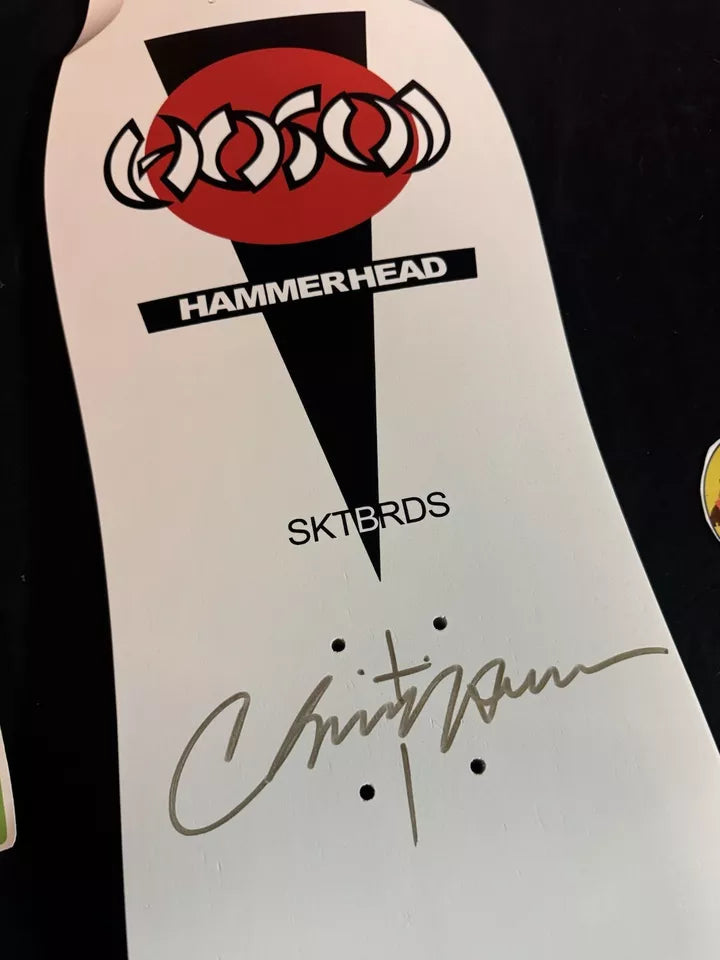 Signed Christian Hosoi Hammerhead Gold Autographed Skateboard Deck