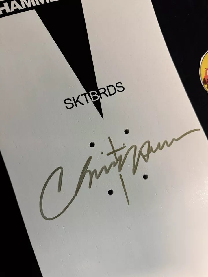 Signed Christian Hosoi Hammerhead Gold Autographed Skateboard Deck
