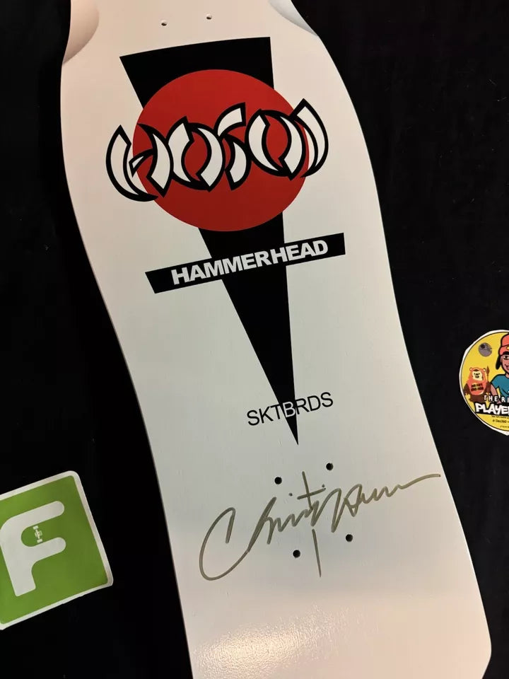 Signed Christian Hosoi Hammerhead Gold Autographed Skateboard Deck