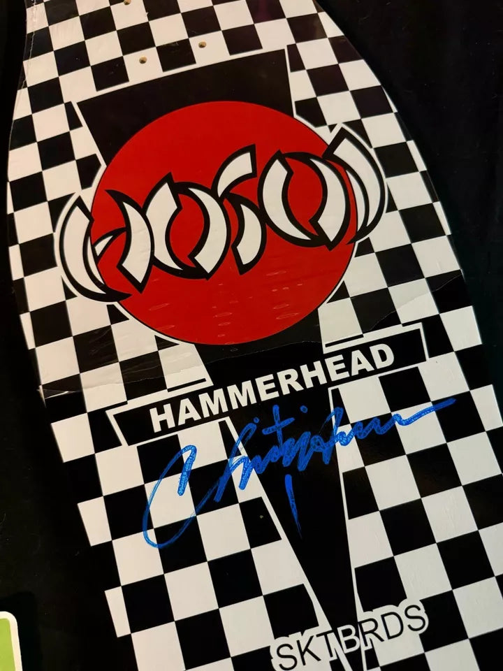 Signed Christian Hosoi Blue Autographed Skateboard Deck Checkered Hammerhead