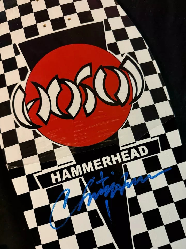 Signed Christian Hosoi Blue Autographed Skateboard Deck Checkered Hammerhead