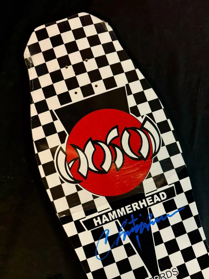 Signed Christian Hosoi Blue Autographed Skateboard Deck Checkered Hammerhead