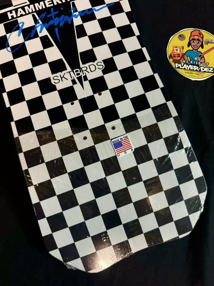Signed Christian Hosoi Blue Autographed Skateboard Deck Checkered Hammerhead
