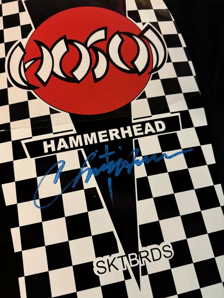 Signed Christian Hosoi Blue Autographed Skateboard Deck Checkered Hammerhead