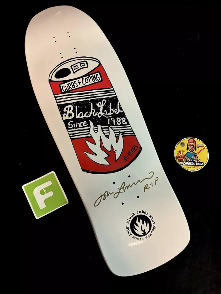Signed John Lucero Autographed Skateboard Deck 35 Years Beer Can Black Label