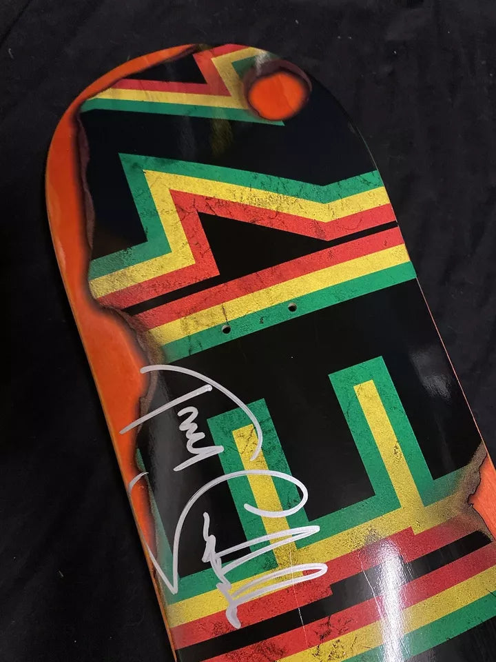 Signed Tommy Sandoval Autographed Skateboard Deck Rasta Burn Zero