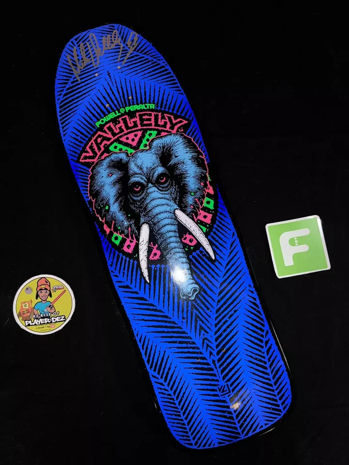 Signed Mike Vallely Autographed Skateboard Deck BlackLight Elephant Powell Peralta
