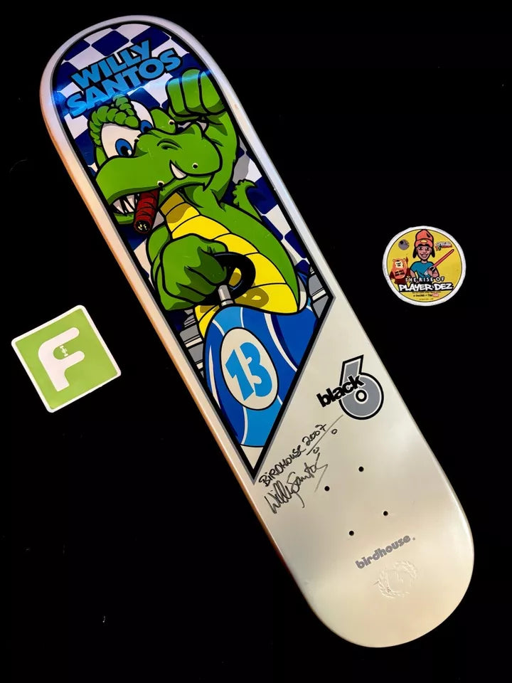Signed Willy Santos Autographed Skateboard Deck Heath Kirchart Tony Hawk Birdhouse