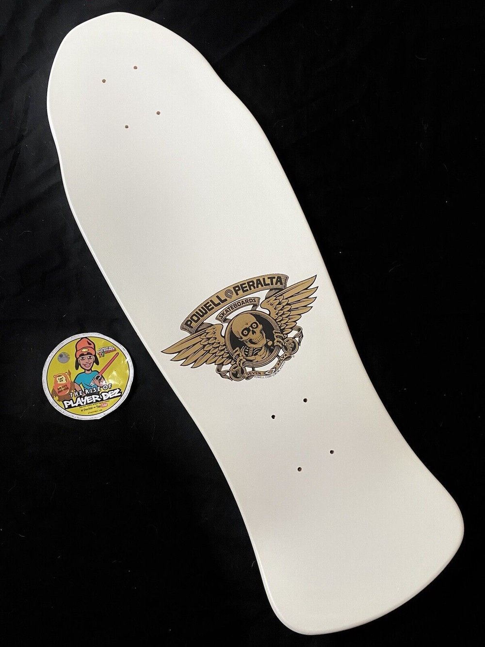 Signed Steve Caballero Autographed Skateboard Deck Powell Peralta White Gold Bats
