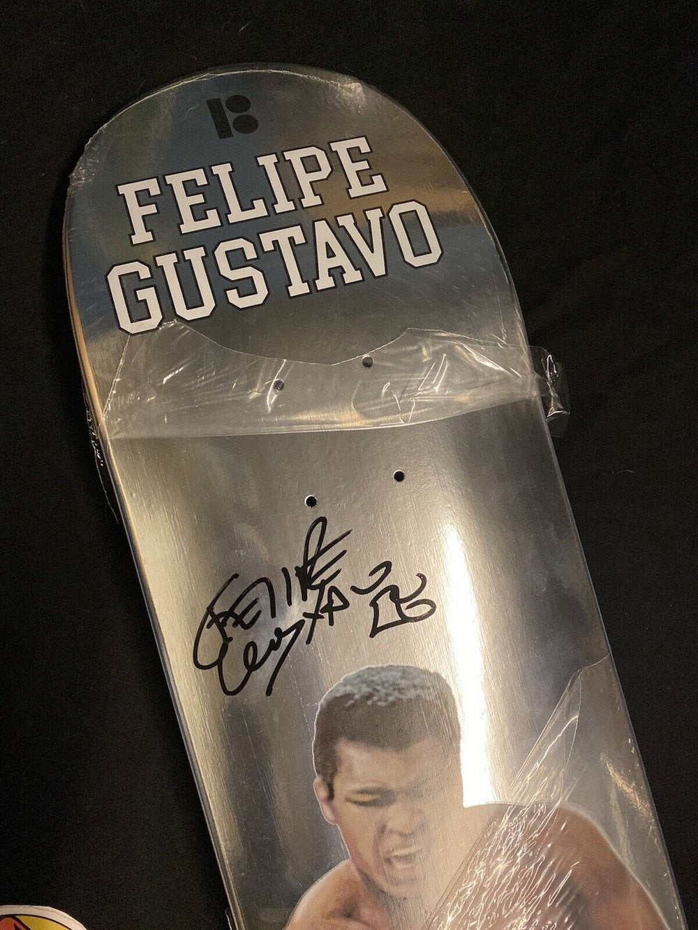 Signed Felipe Gustavo Plan B Autographed Skateboard Deck Muhammad Ali Hero Holofoil