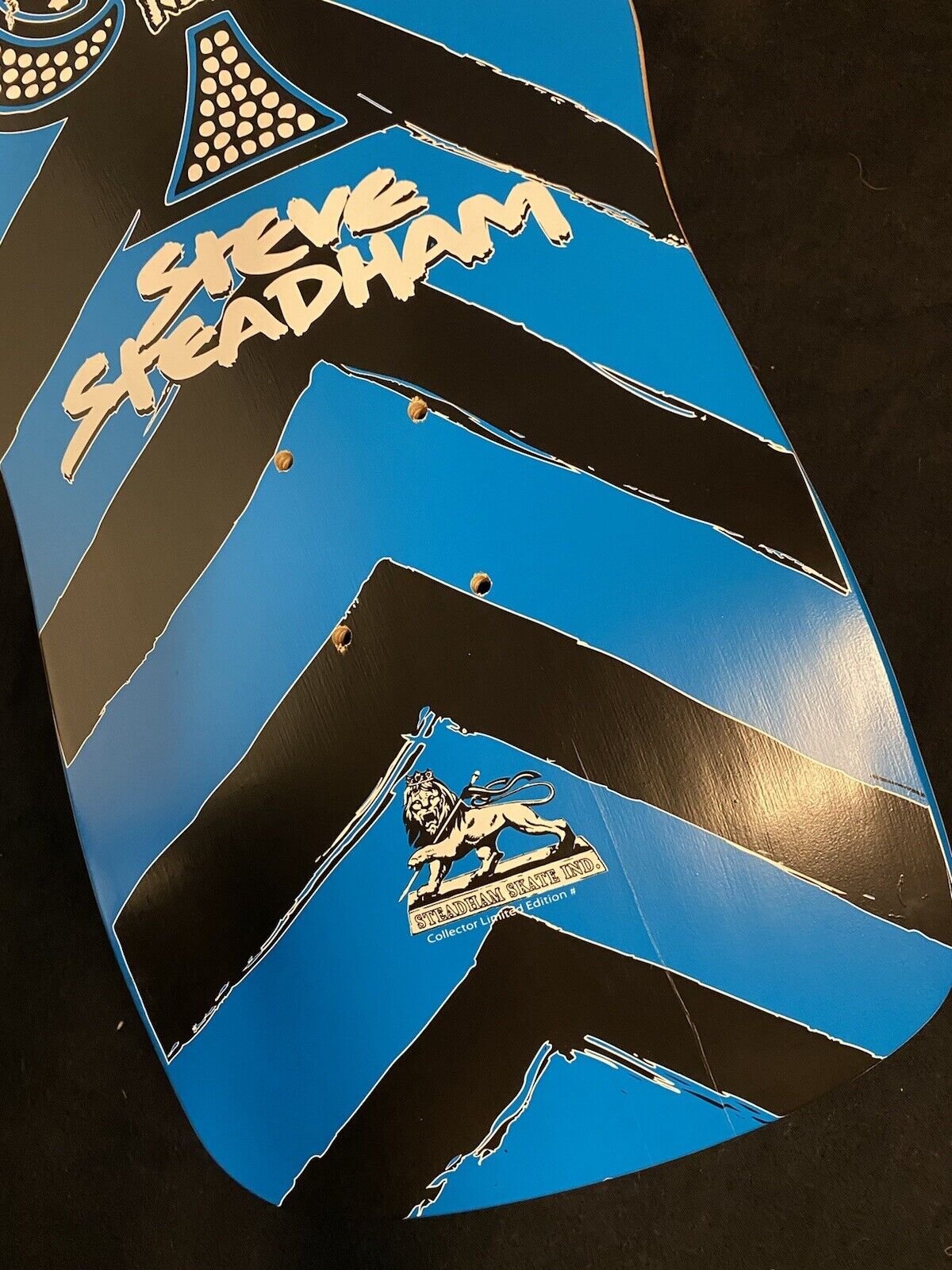 Signed Steve Steadham Stedmz Double Graphic Autographed Skateboard Deck Blue Yellow