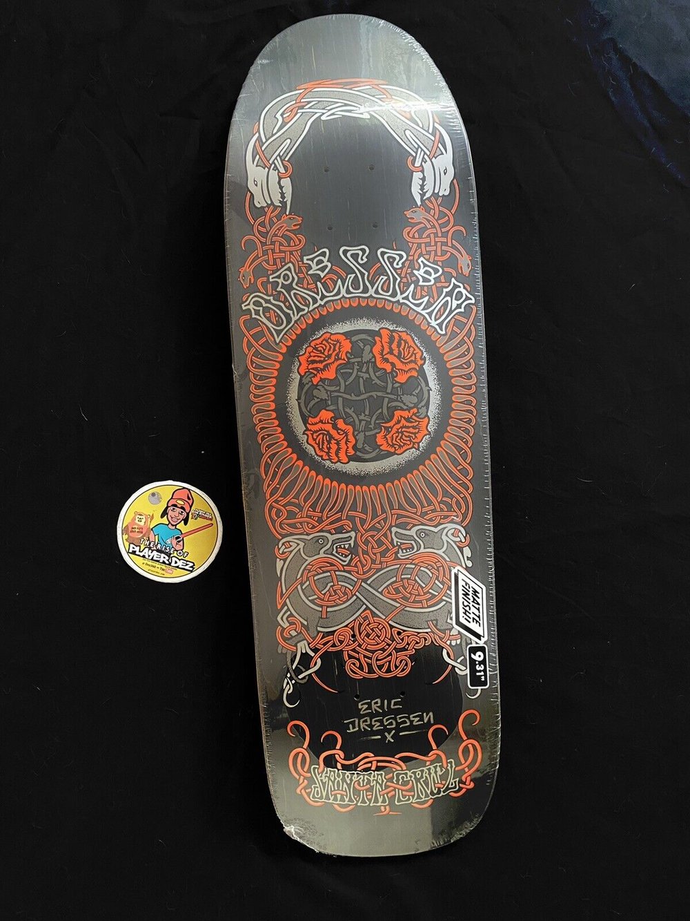 Signed Eric Dressen Santa Cruz Autographed Skateboard Deck Matte Black 9.31