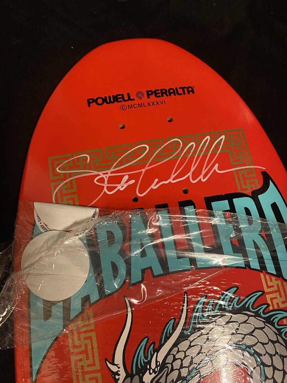 Signed Steve Caballero Powell Peralta Red Silver Dragon Autographed Skateboard Deck