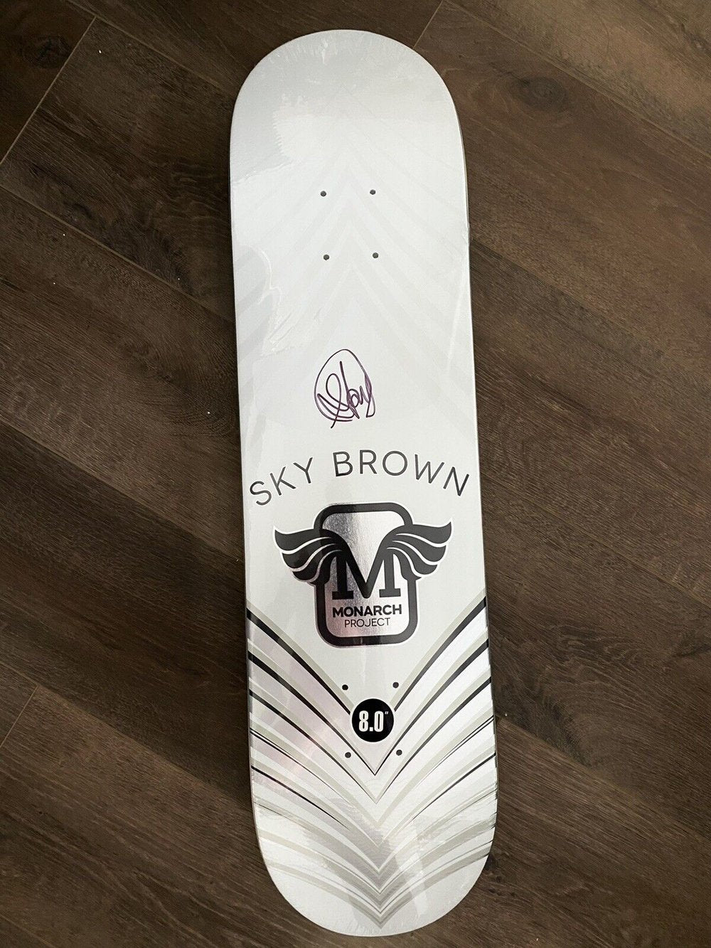 Signed Sky Brown Monarch Project Autographed Skateboard Deck Silver