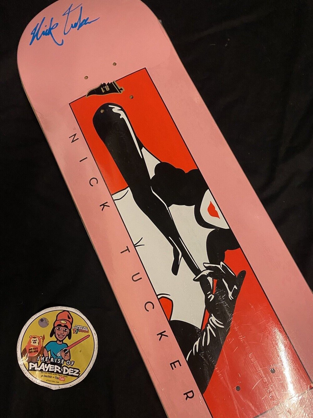 Signed Nick Tucker Primitive Autographed Skateboard Deck Pink Bunny Girl