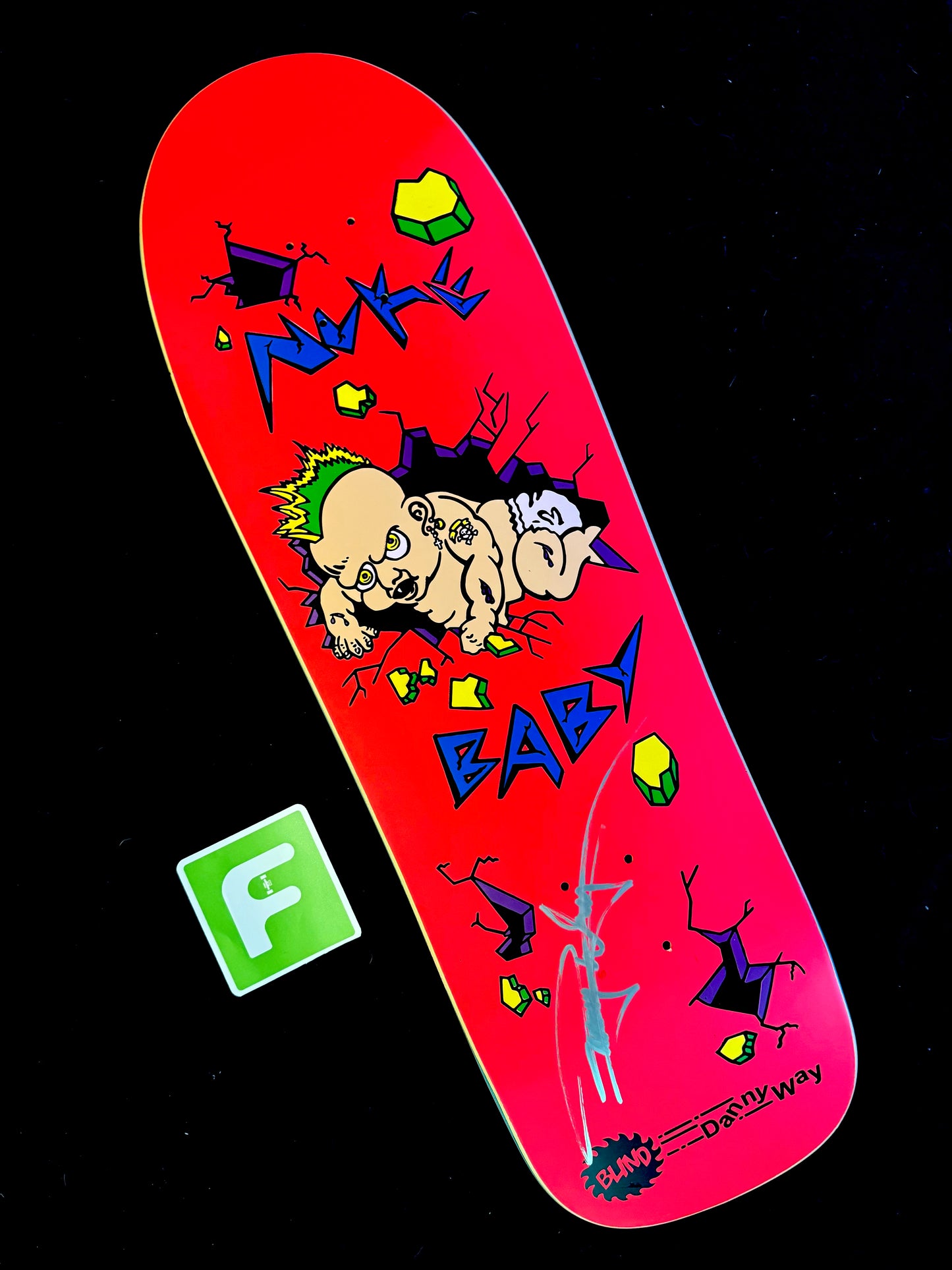 Signed Danny Way Nuke Baby Pink Screened Blind Autographed Skateboard Deck