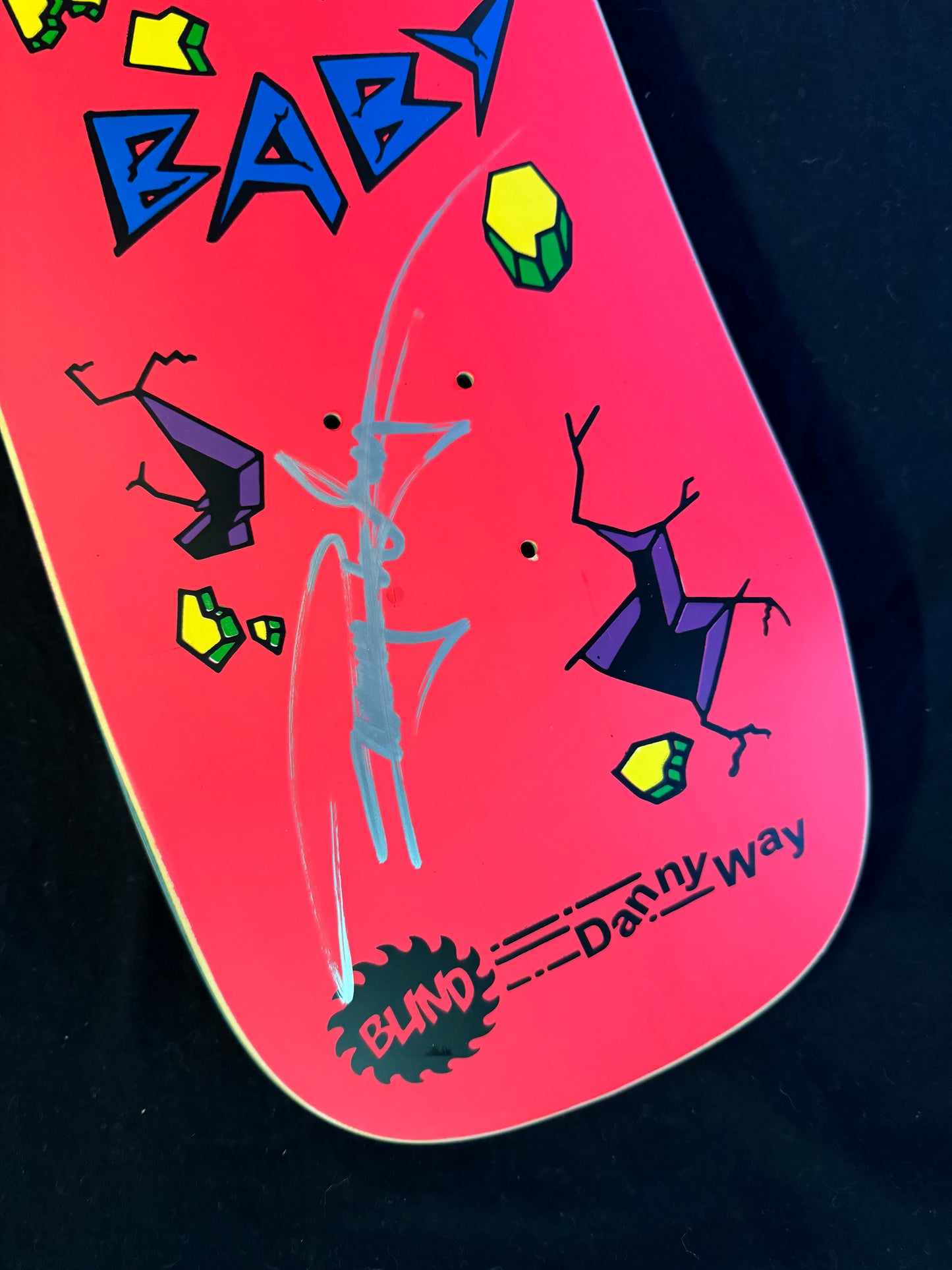 Signed Danny Way Nuke Baby Pink Screened Blind Autographed Skateboard Deck