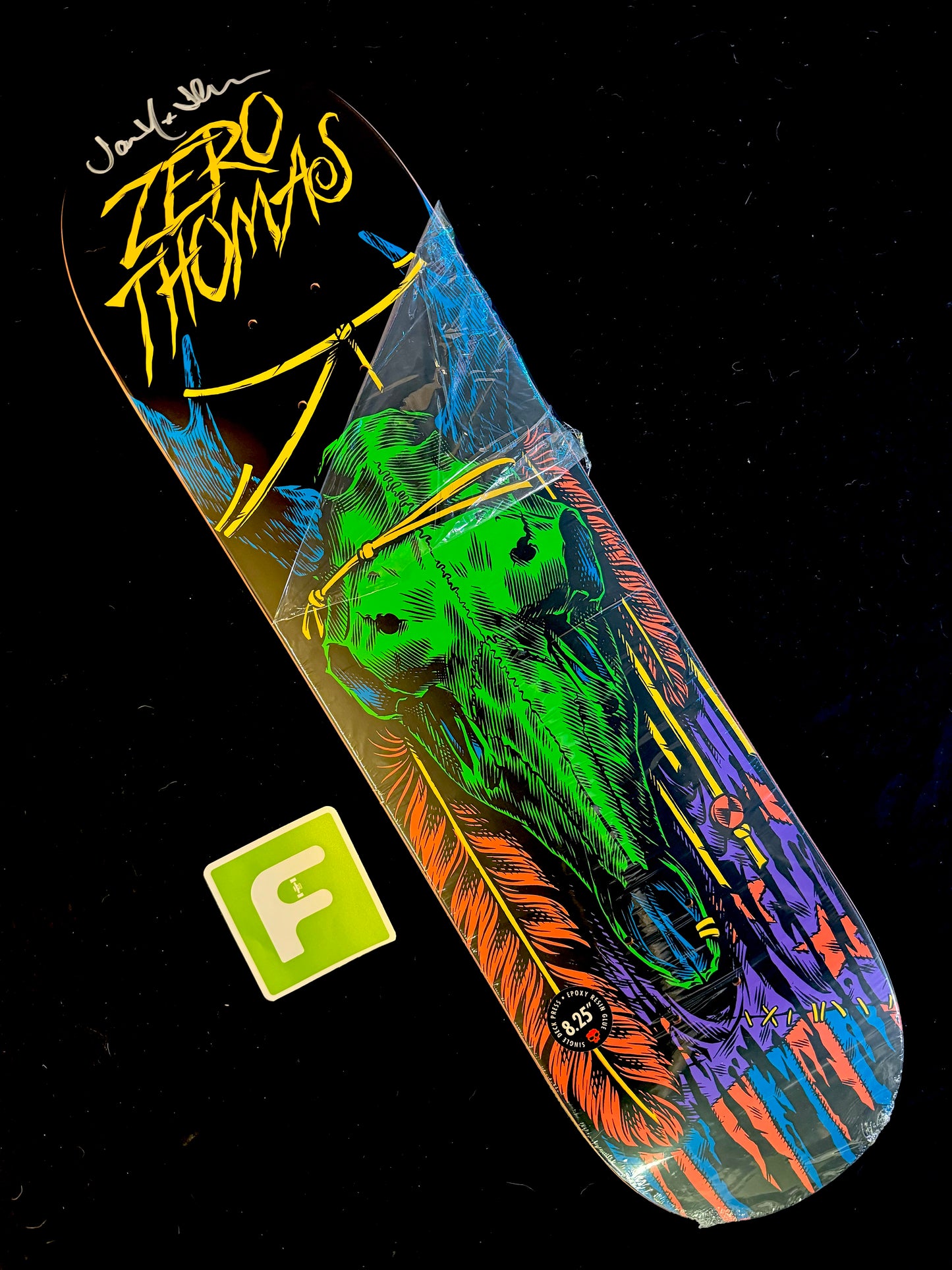 Signed Jamie Thomas Blacklight Zero Autographed Skateboard Deck 8.25