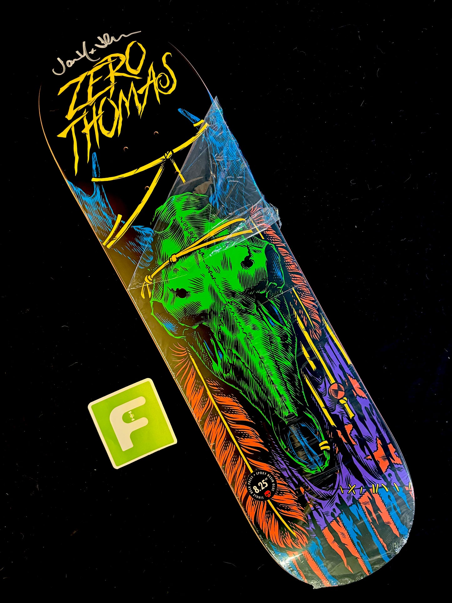 Signed Jamie Thomas Blacklight Zero Autographed Skateboard Deck 8.25