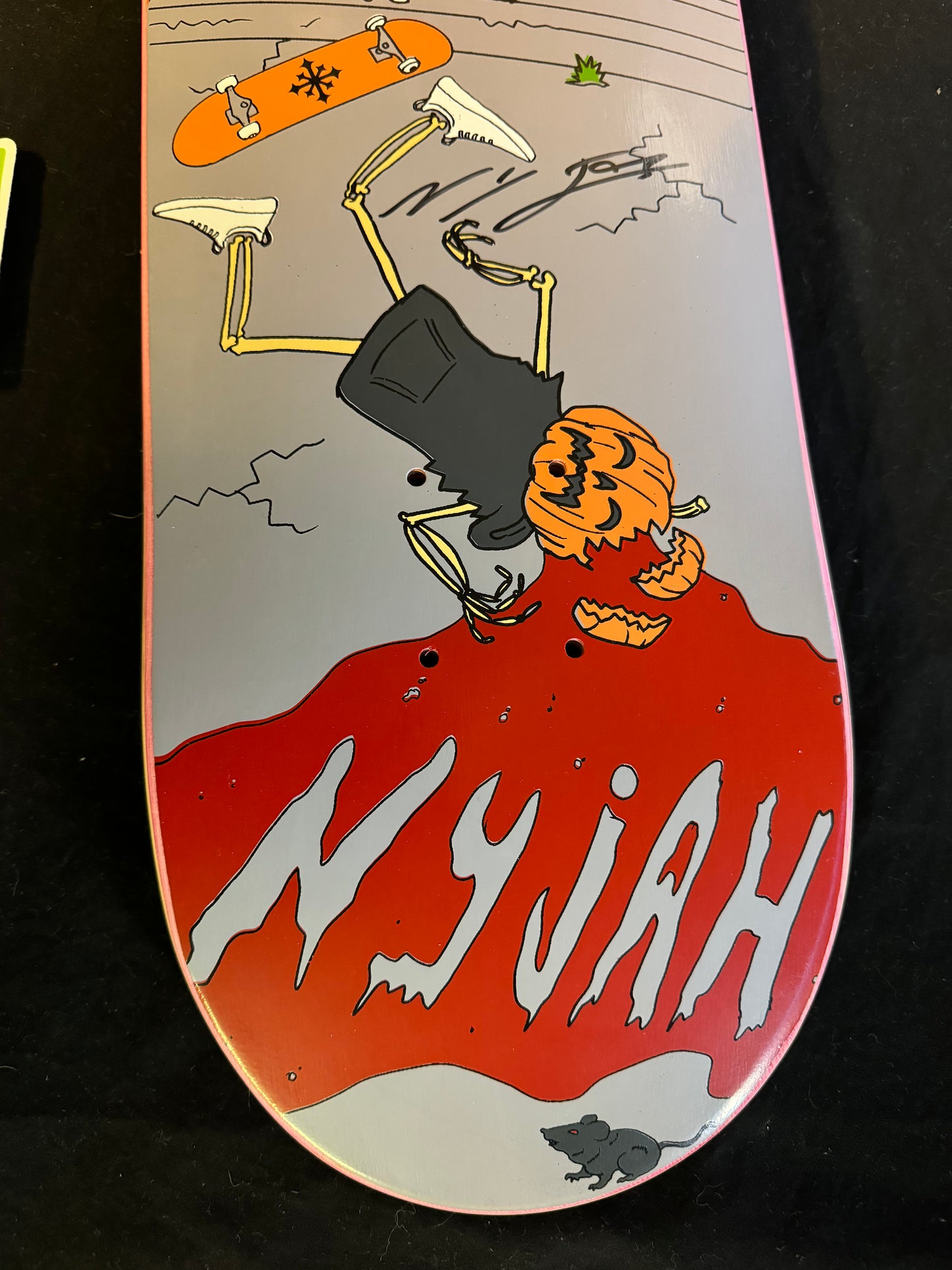 Signed Nyjah Huston Autographed Disorder Skateboard Deck Halloween COA