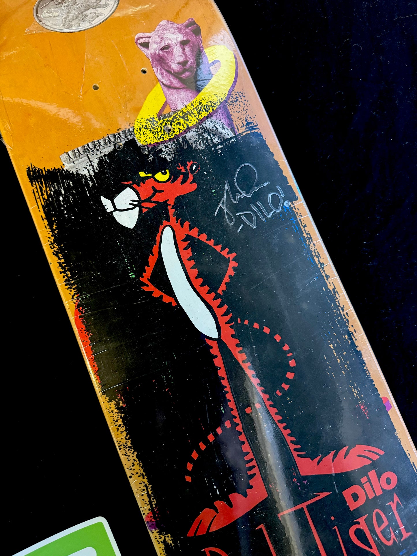 Signed John Dilo Almost Autographed Skateboard Deck The Pink Panther