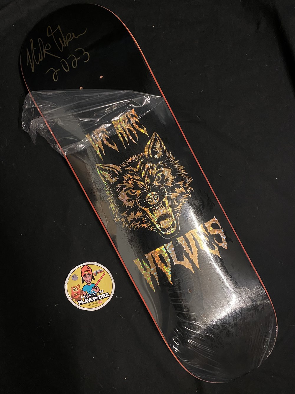 Signed Nick Tucker We Are Wolves Gold Autographed Skateboard Deck Black Yin