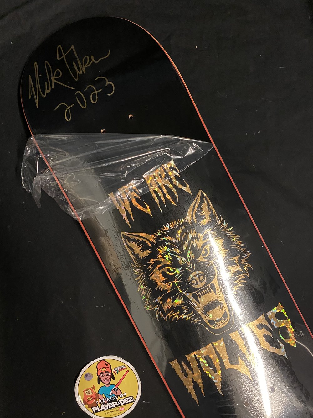 Signed Nick Tucker We Are Wolves Gold Autographed Skateboard Deck Black Yin