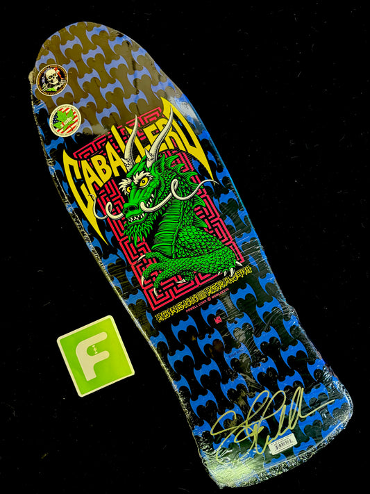 Signed Steve Caballero Autographed Skateboard Deck Powell Peralta Black Bats Dragon