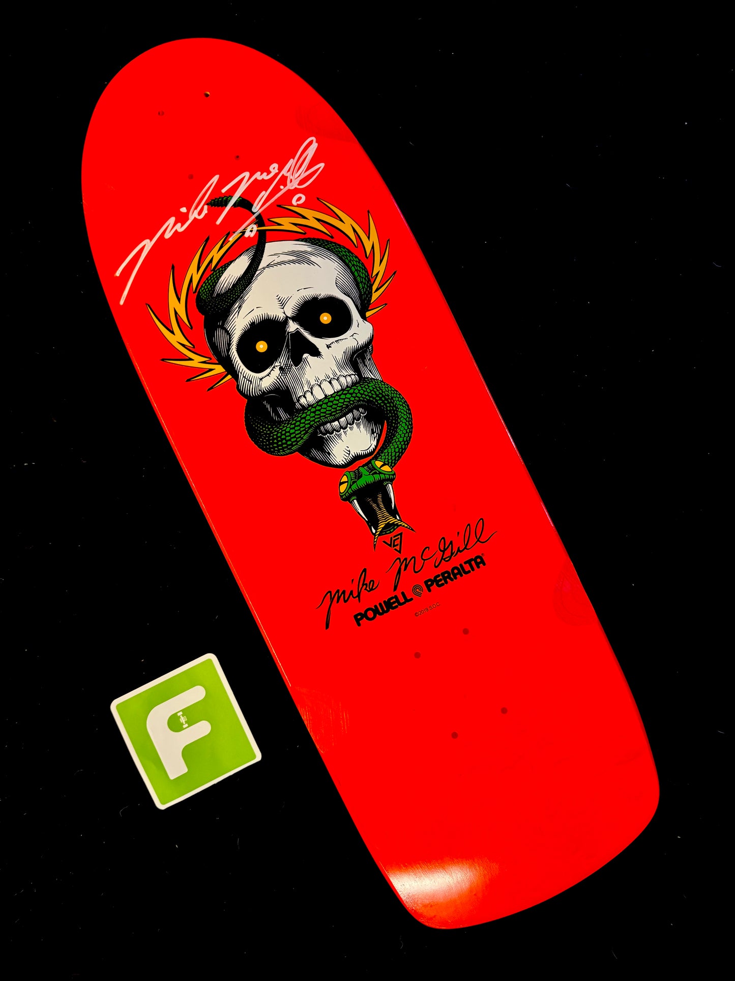 Signed Mike Mcgill Autographed Skateboard Deck Neon Orange Powell Peralta