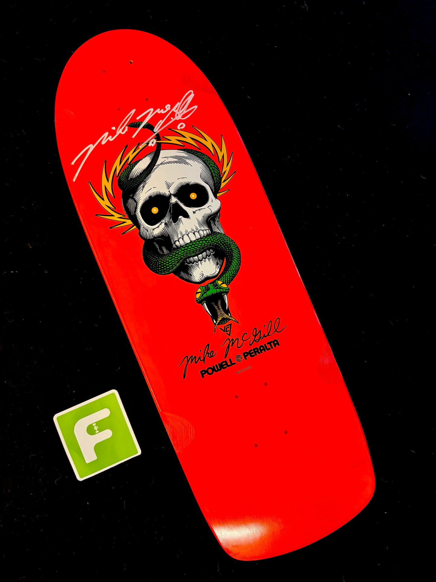 Signed Mike Mcgill Autographed Skateboard Deck Neon Orange Powell Peralta