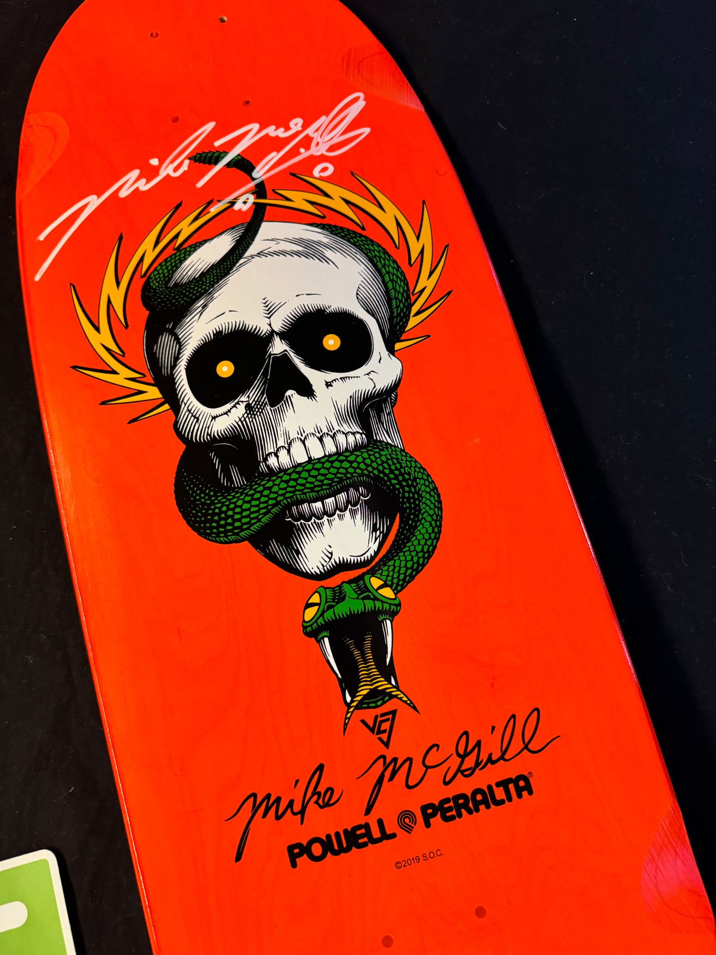 Signed Mike Mcgill Autographed Skateboard Deck Neon Orange Powell Peralta