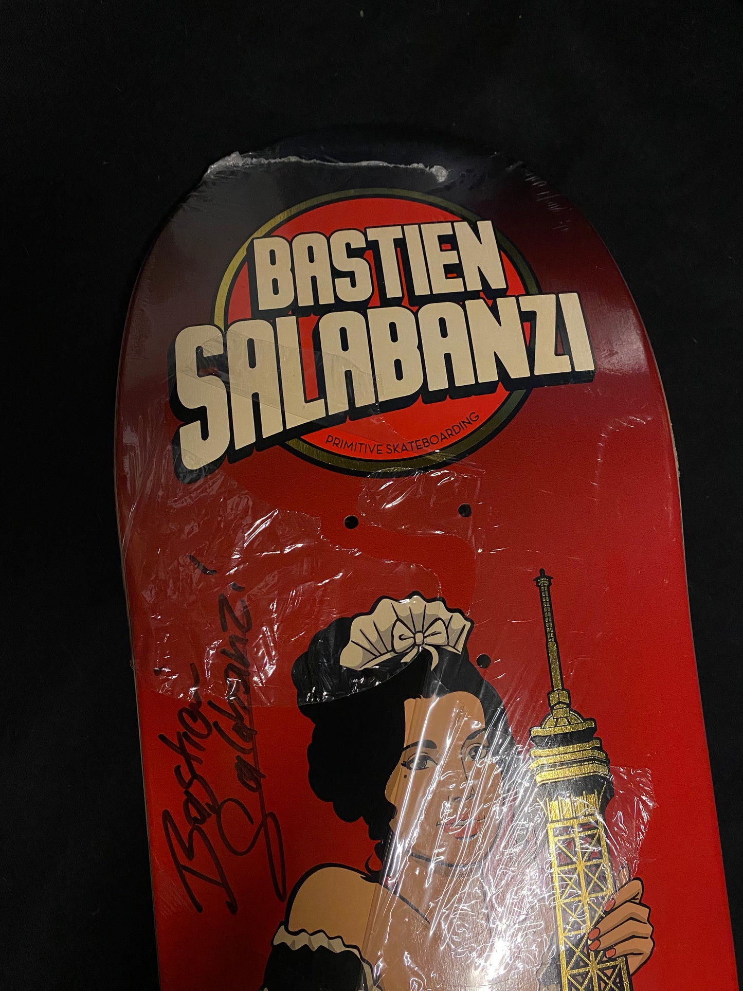 Signed Bastien Salabanzi Eiffel Tower Primitive Autographed Skateboard Deck