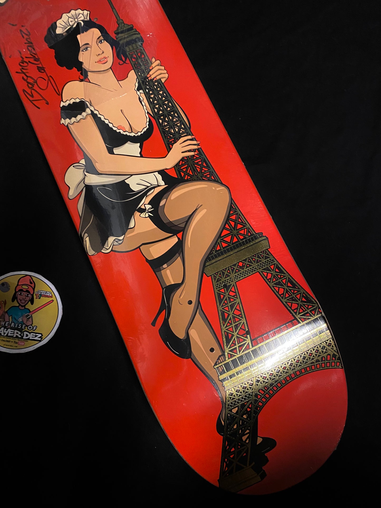 Signed Bastien Salabanzi Eiffel Tower Primitive Autographed Skateboard Deck