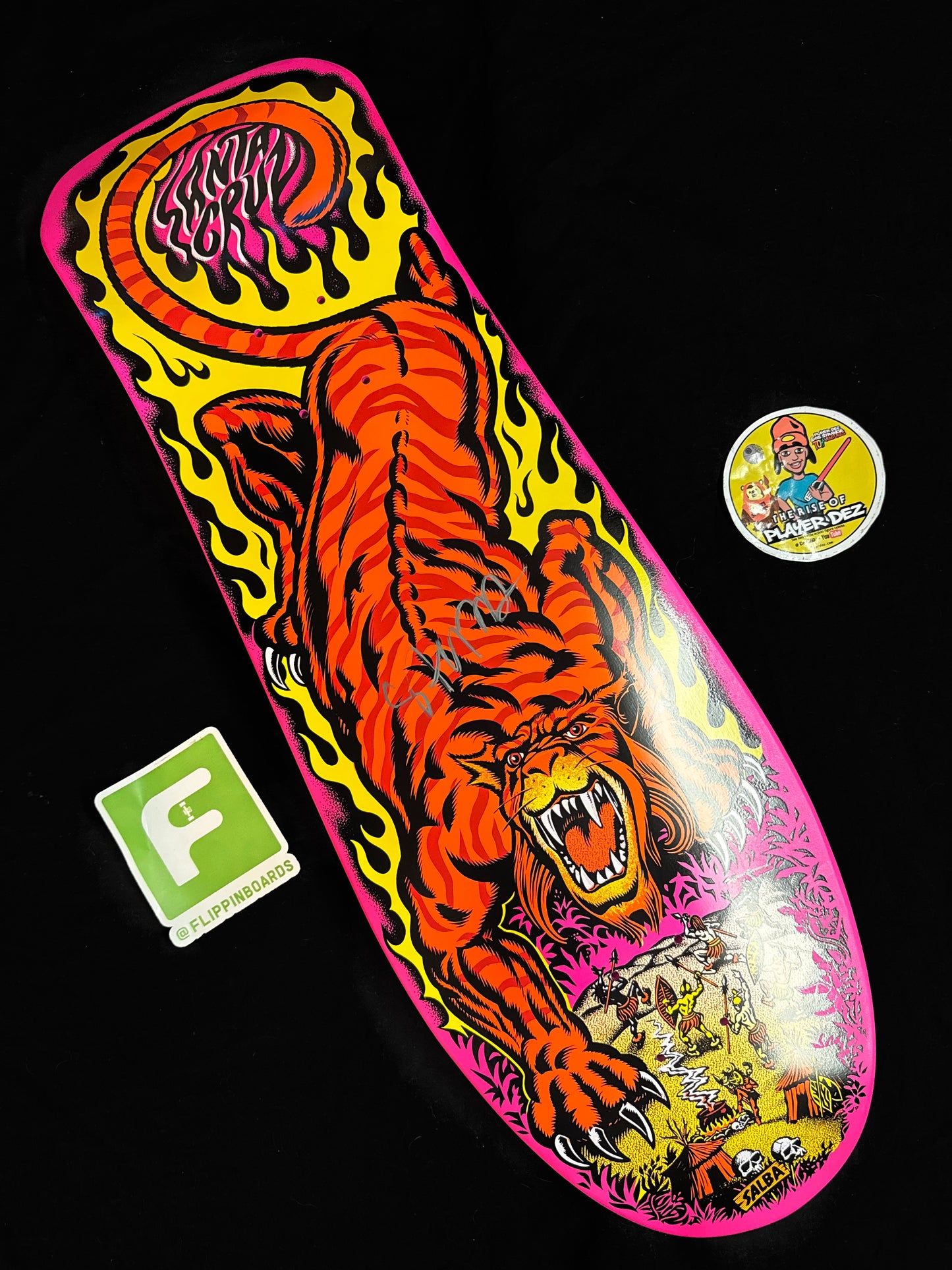Signed Steve Alba SALBA Autographed Skateboard Deck Santa Cruz Pink Tiger