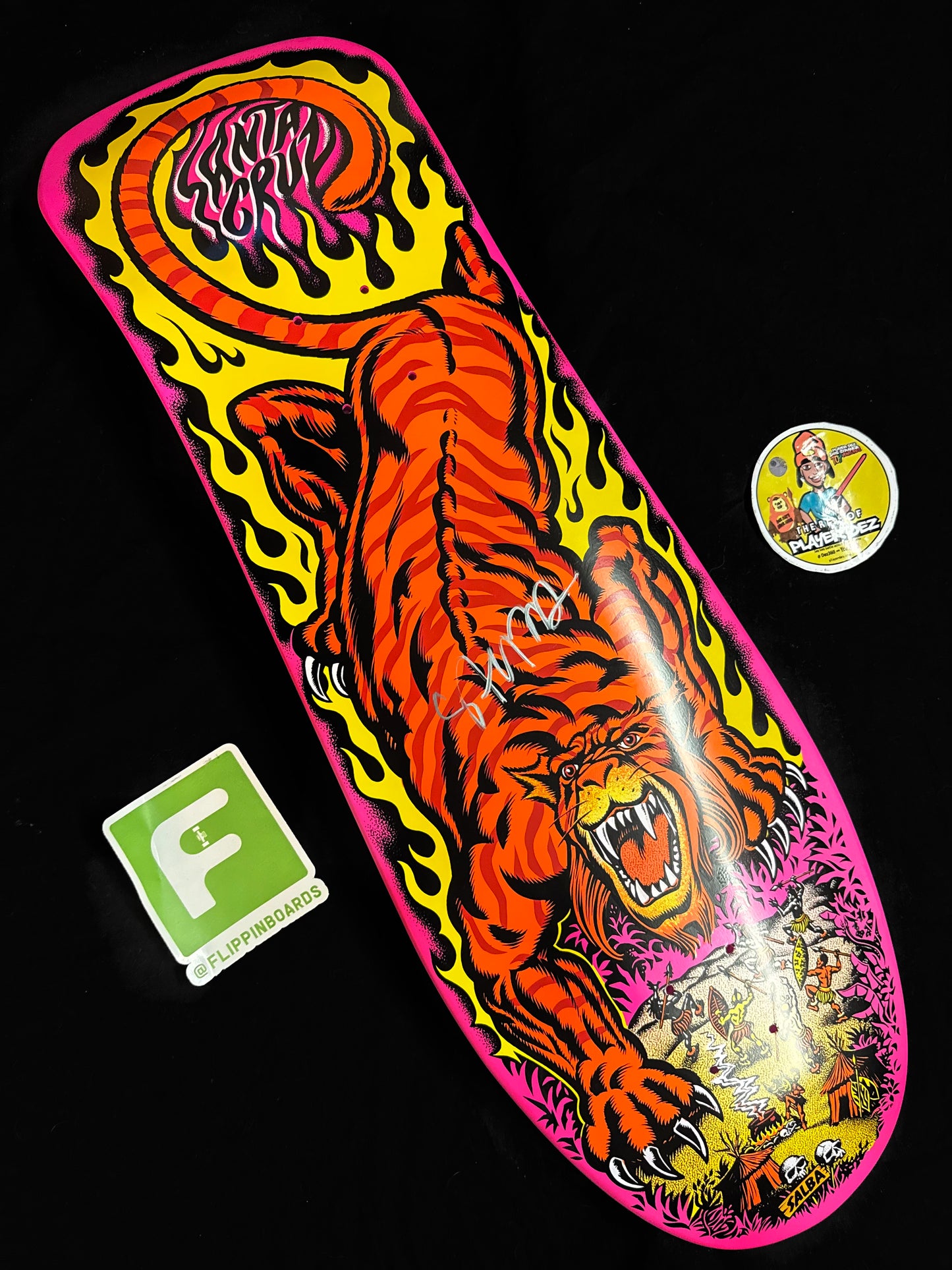 Signed Steve Alba SALBA Autographed Skateboard Deck Santa Cruz Pink Tiger